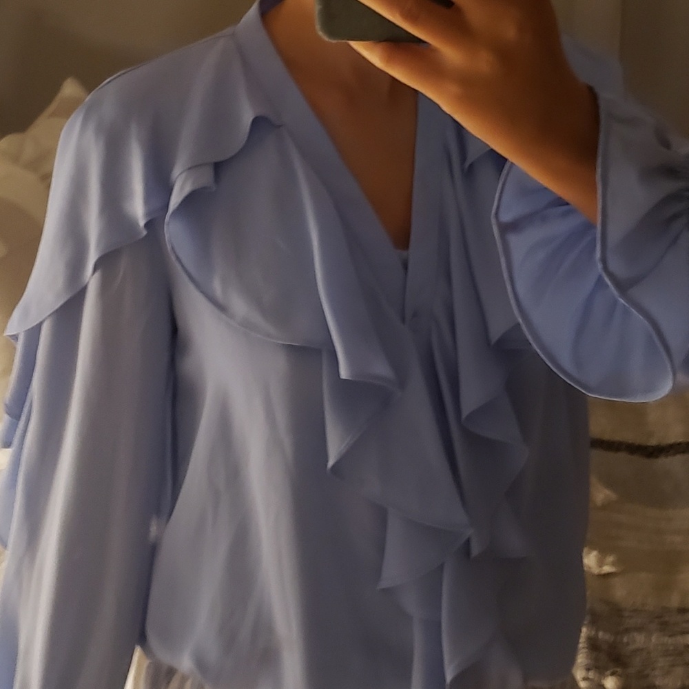 Zara Lavender Ruffle Front Blouse - Picture 2 of 2